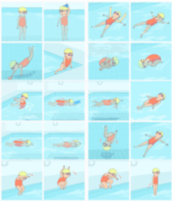 Uimaopetuksen kuvakortit - Kuvitus: Janni Mäkinen